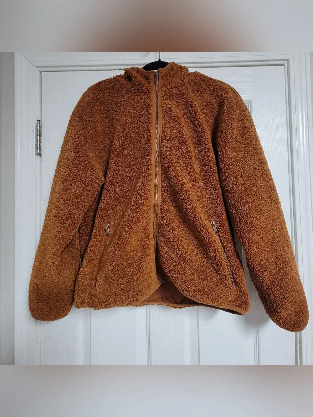 Daily Ritual  Teddy Bear Plush Cozy Fleece Zip Up Hooded Jacket.